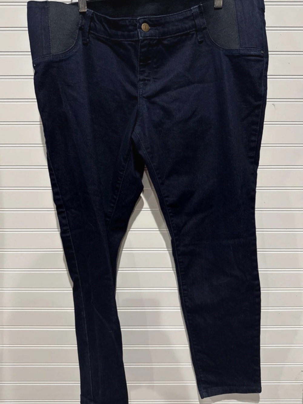 Isabel Maternity Skinny Jeans Dark Blue Wash Low Elastic Panels Women’s 16/33 R